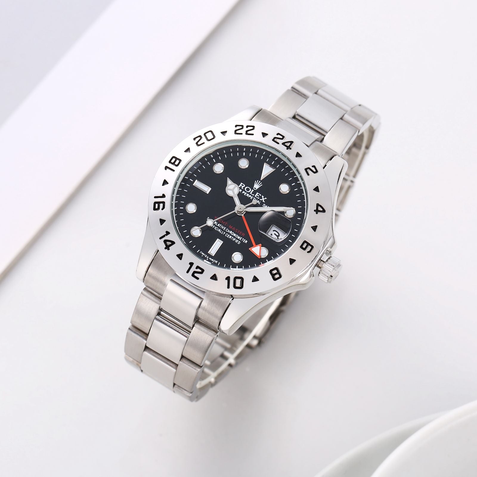 Inspired Luxury Stainless Steel Watch – Black Dial, Date Display & Luminous Hands